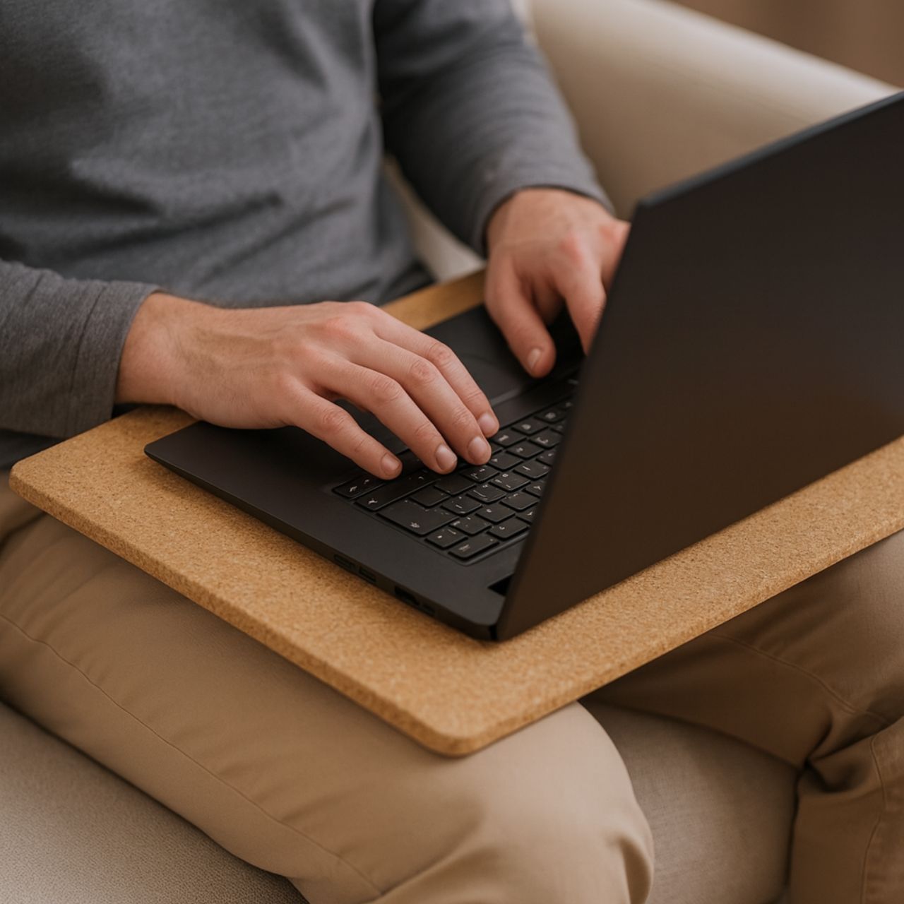 Laptopunterlage aus Presskork – Kork-Unterlage für Notebook und Laptop | 45x30 cm