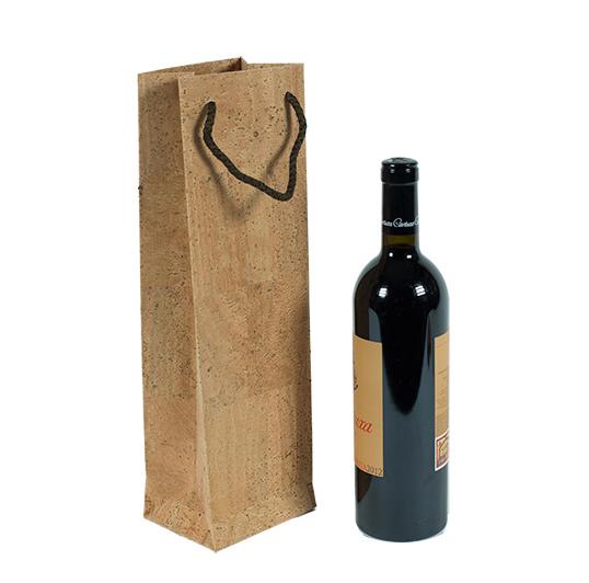 Wein verschenken im Flaschenbeutel aus KORK-Papier Geschenkverpackung