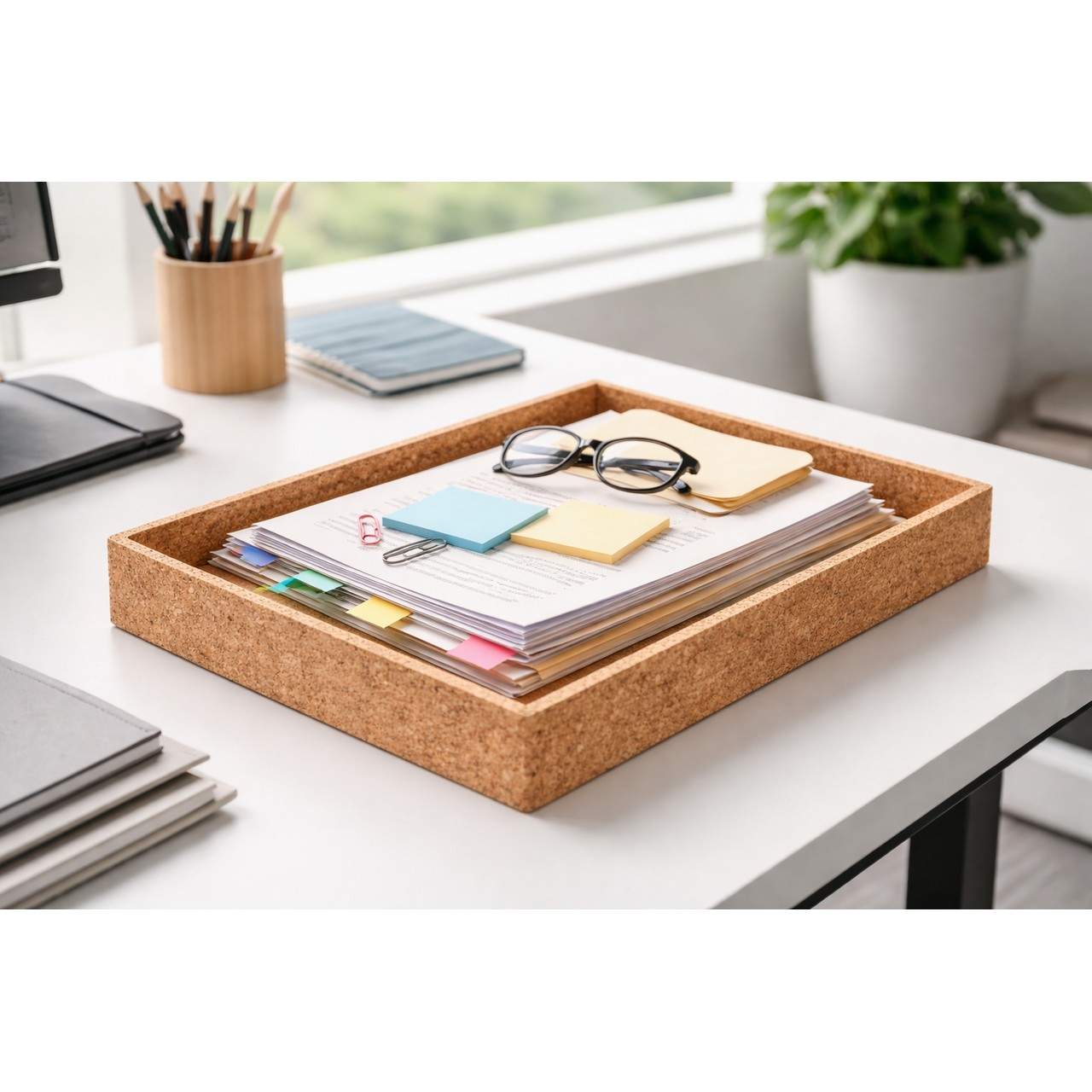 Dokumentenablage aus Kork für Büro & Homeoffice – passend für DIN A4 Dokumente
