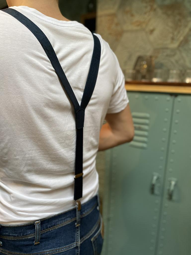 Blaue Kork Hosenträger