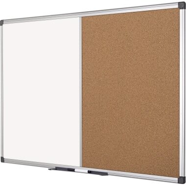 Multifunktionstafel 120x120 cm – Whiteboard und Kork Pinnwand mit Aluminiumrahmen in Frontansicht