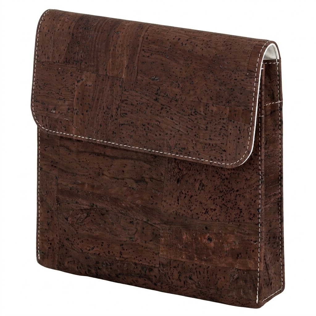 Kleine Kosmetiktasche aus braunem Korkstoff