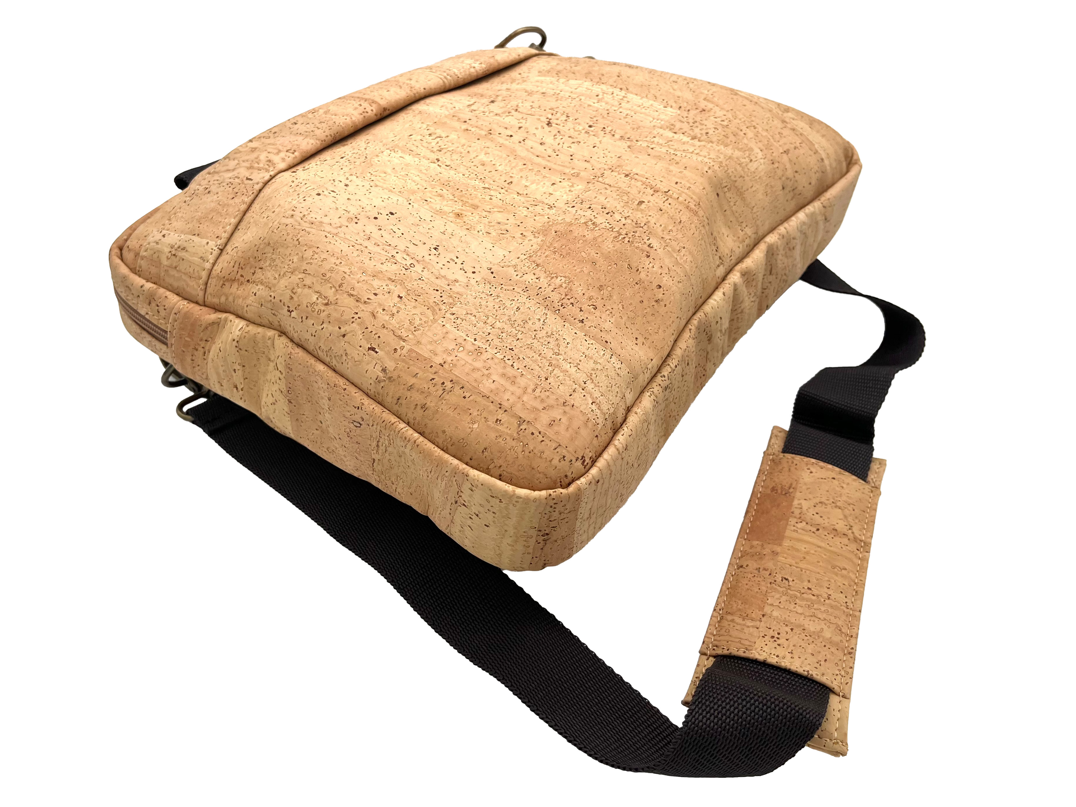 beige Laptoptasche aus Kork Stoff