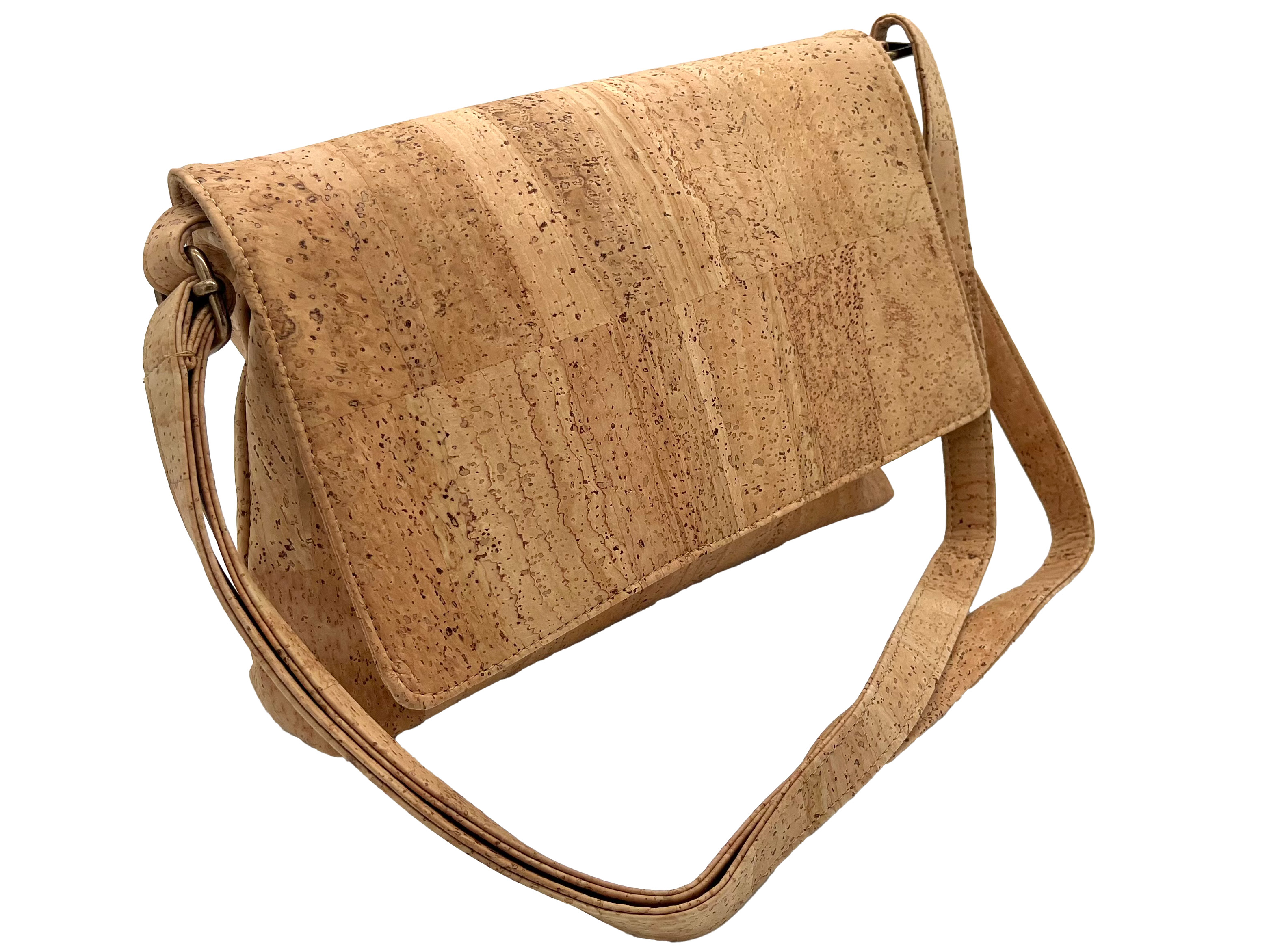 kleine, beige Umhängetasche aus Kork Stoff