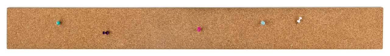 Korkleiste als Pinnwand mit selbstklebender Folie – Größe 60x10x1 cm