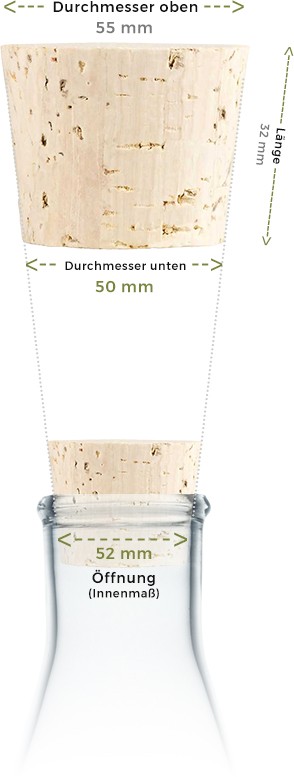 Fasskorken-corcho para weinballon naturkorken 75-80 mm