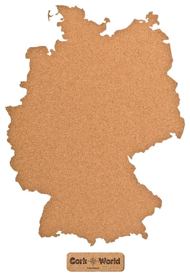 Pinnwand Deutschland Karte "CORKWORLD"Natur Kork80x60cmmit Klebefolie 
