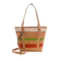 Handtasche aus Korkstoff mit schlichtem Muster (beige, grün, rot) kaufen